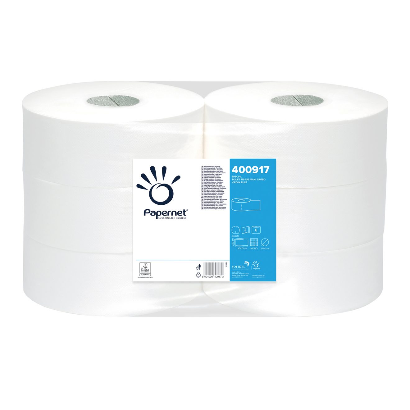 Papernet papier toilette Special Maxi Jumbo, 2 plis, 1180 feuilles, paquet  de 6 rouleaux