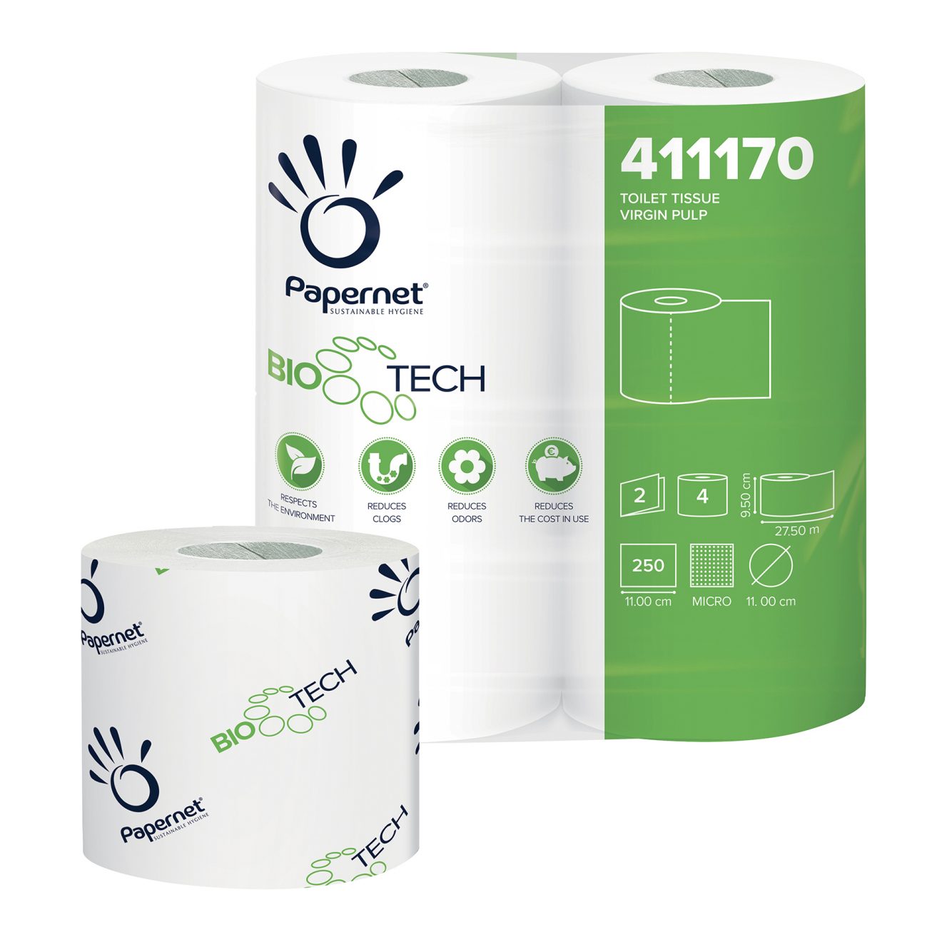 620 Carta Igienica Freshen tech 3 veli - 230 strappi - Papernet bianco  (conf.4 rotoli) 2.48 - Pulizia e Igiene - LoveOffice®